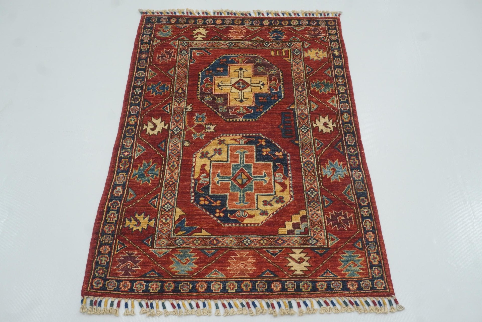 3x4 Red Ersari Hand Knotted Afghan Oriental Rug - Yildiz Rugs
