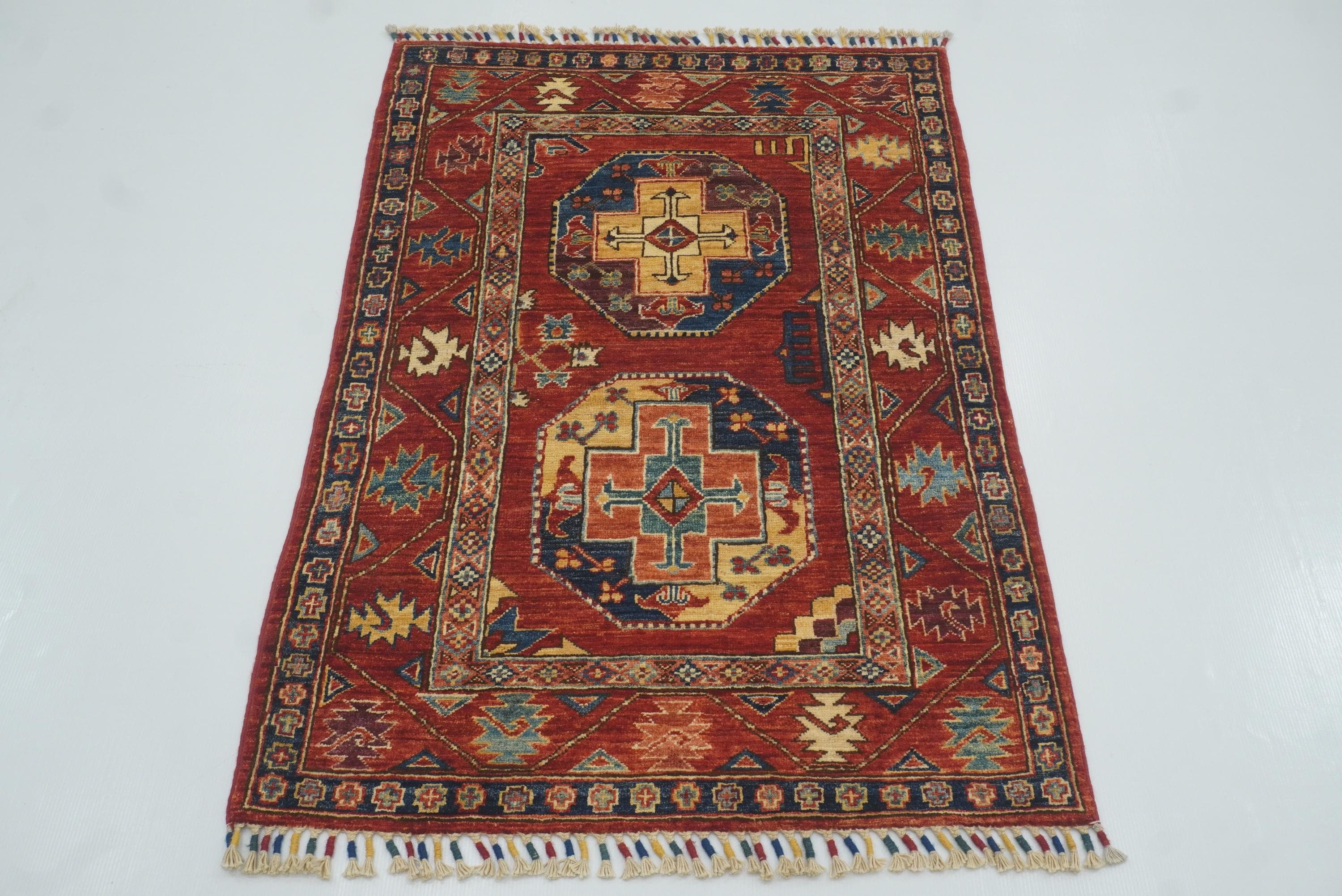 3x4 Red Ersari Hand Knotted Afghan Oriental Rug - Yildiz Rugs