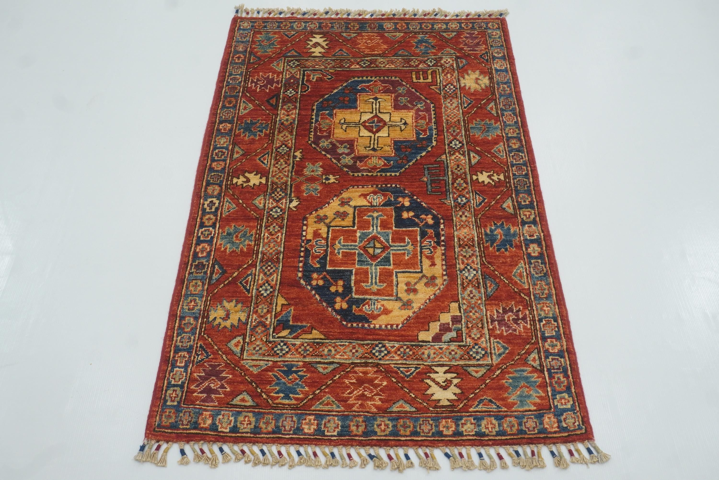 3x4 Red Ersari Hand Knotted Afghan Oriental Rug - Yildiz Rugs