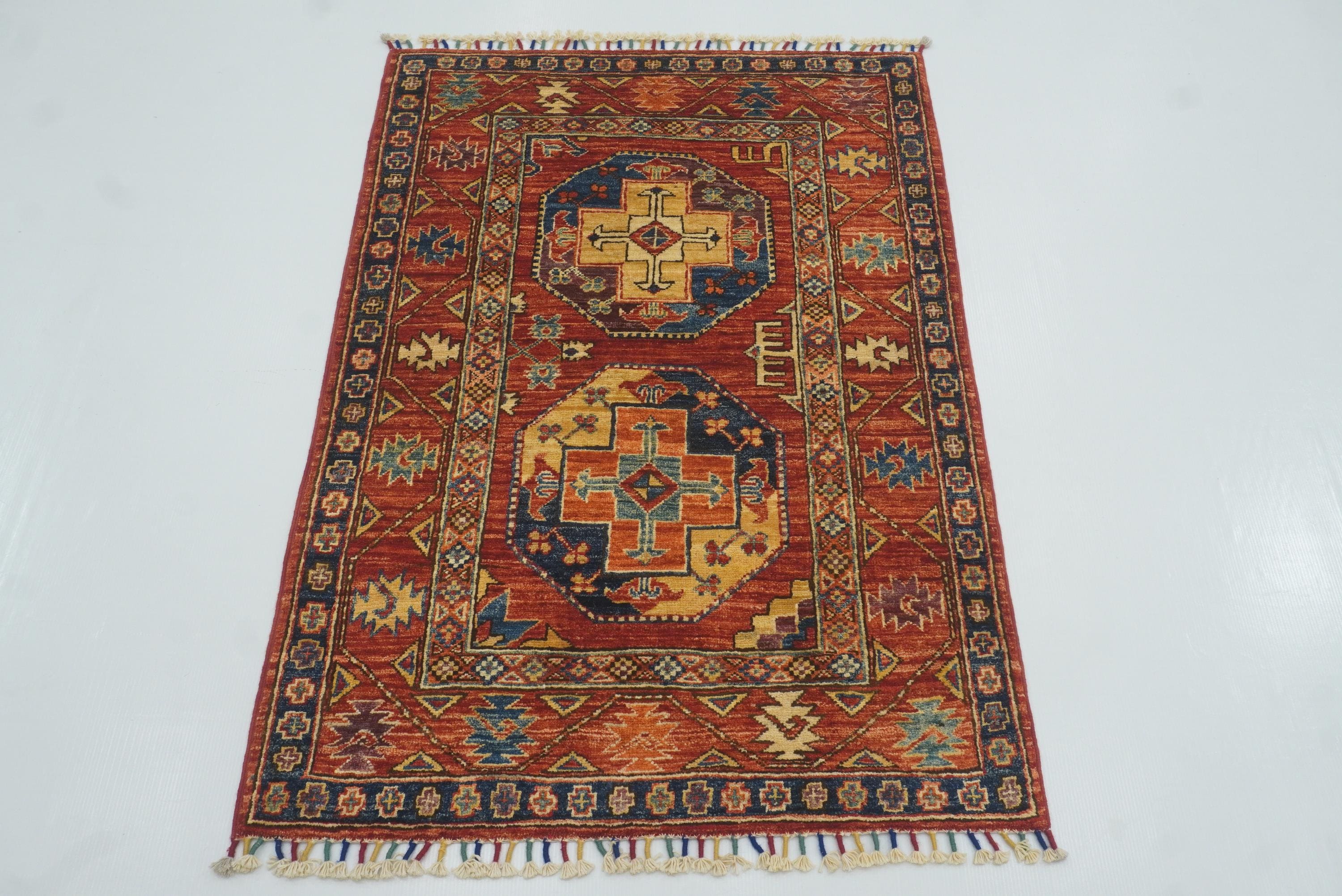 3x4 Red Ersari Hand Knotted Afghan Oriental Rug - Yildiz Rugs