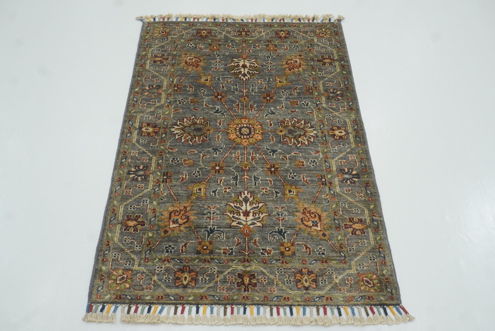 3x4 Gray Waziri Afghan Hand knotted Oriental Rug - Yildiz Rugs