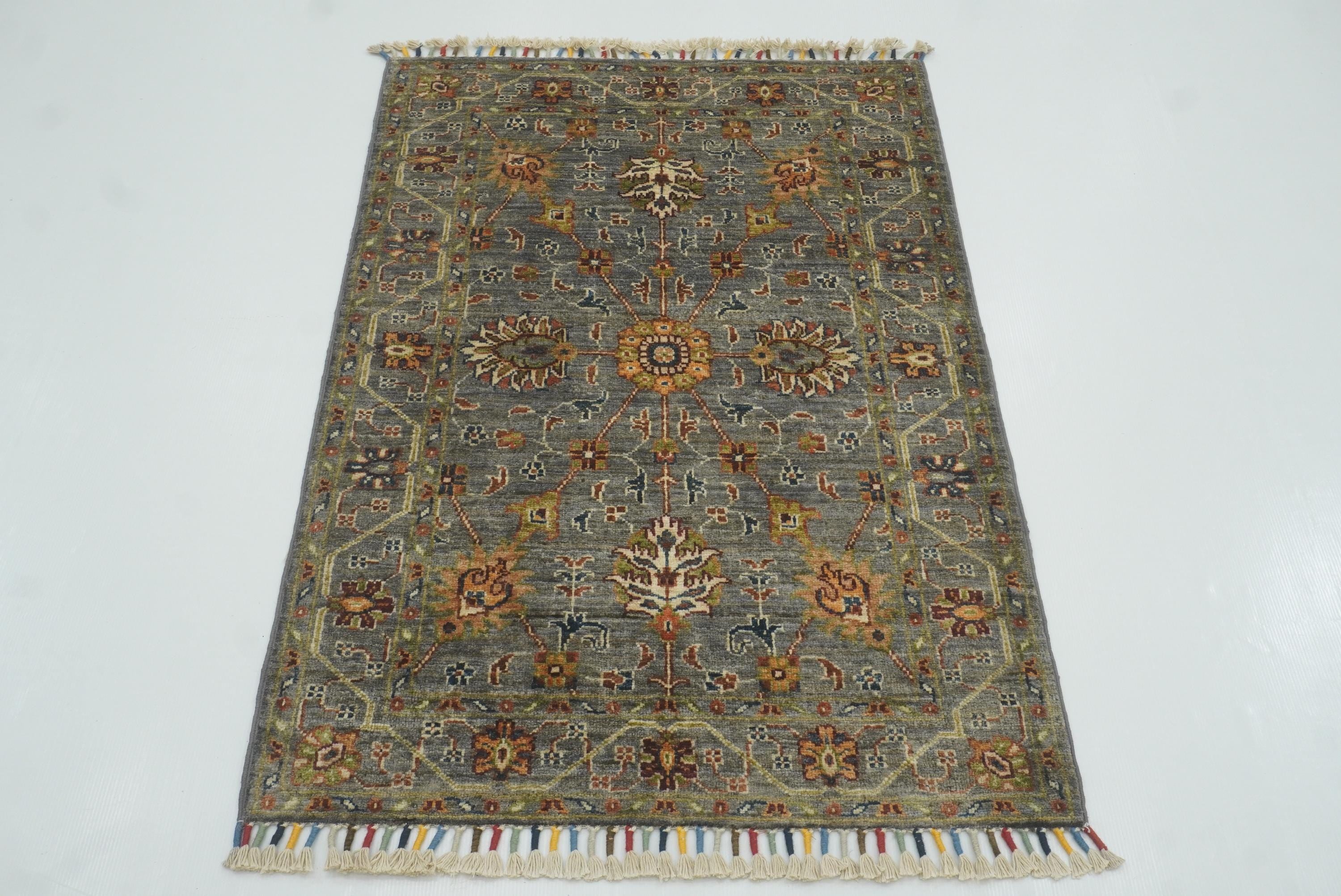 3x4 Gray Waziri Afghan Hand knotted Oriental Rug - Yildiz Rugs