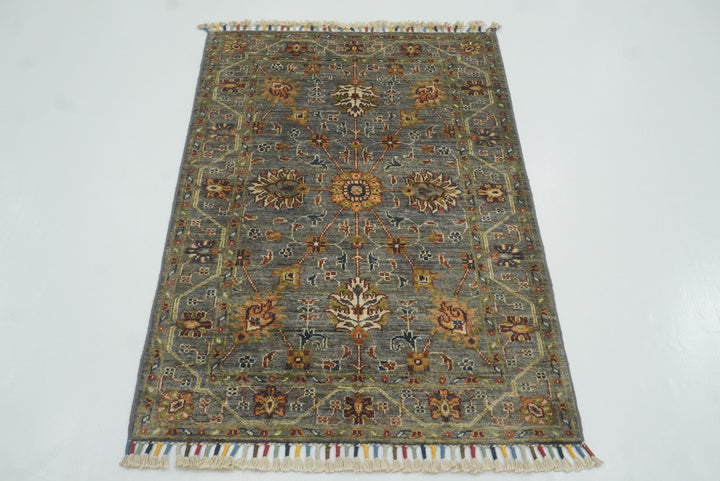 3x4 Gray Waziri Afghan Hand knotted Oriental Rug - Yildiz Rugs