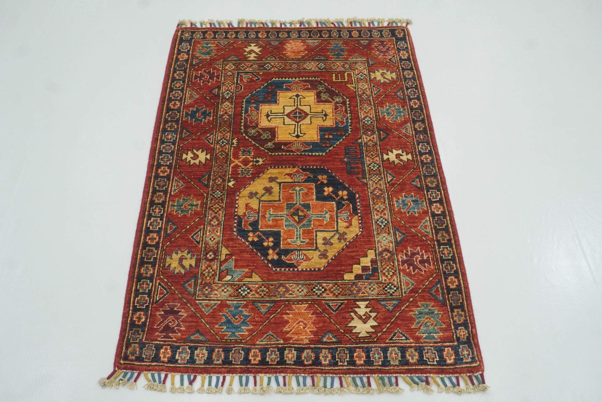 3x4 Red Ersari Hand Knotted Afghan Oriental Rug - Yildiz Rugs