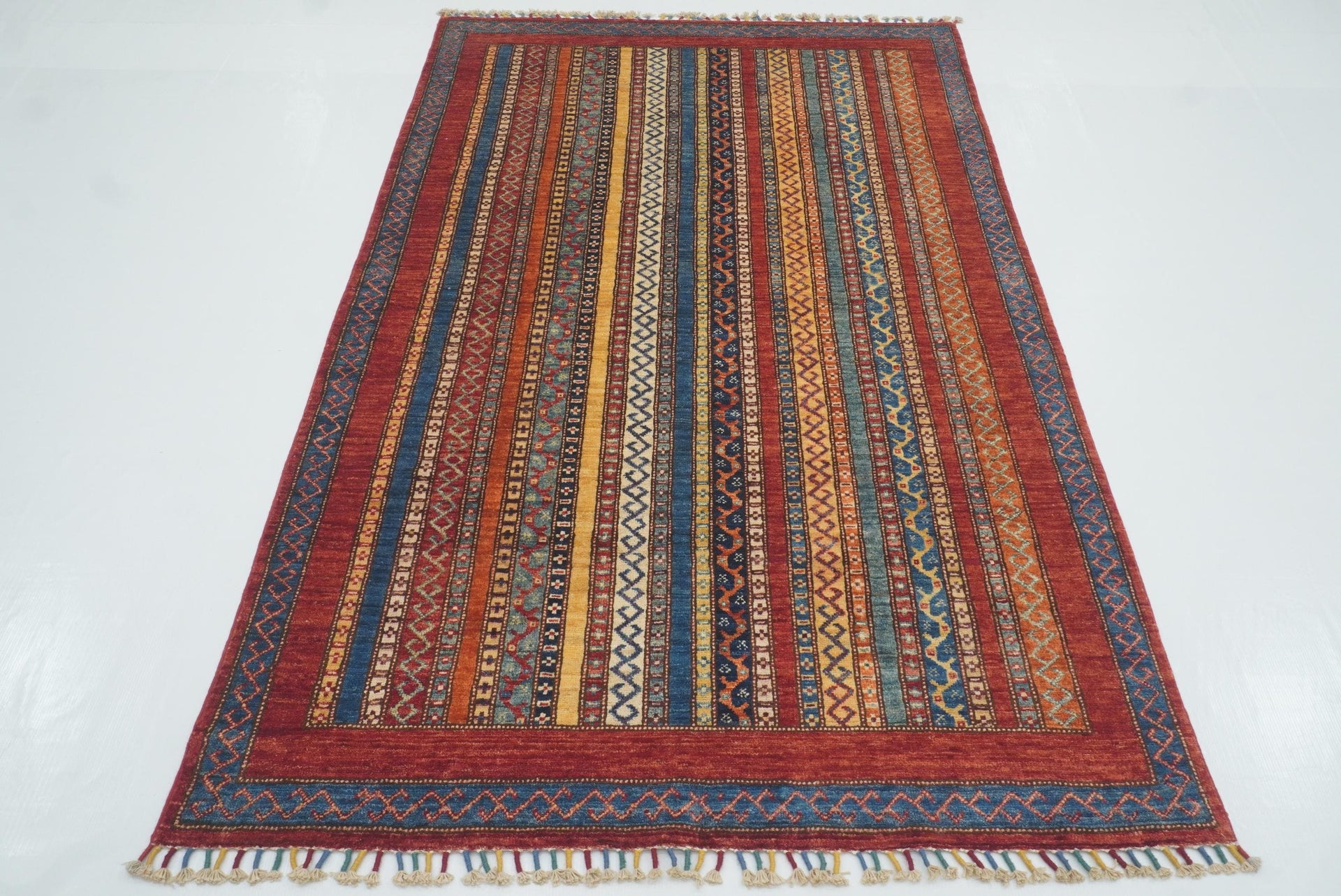 4'x6'6" Red Shawl Hand Knotted Tribal Wool Rug - Yildiz Rugs