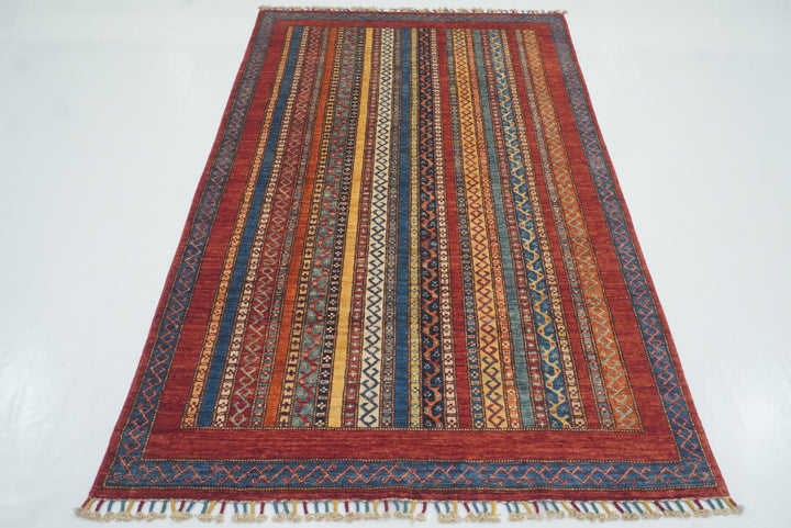 4'x6'6" Red Shawl Hand Knotted Tribal Wool Rug - Yildiz Rugs