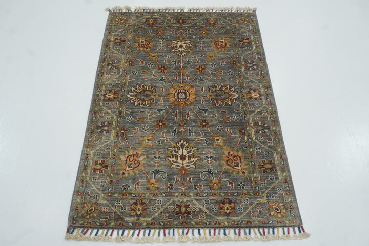 3x4 Gray Waziri Afghan Hand knotted Oriental Rug - Yildiz Rugs