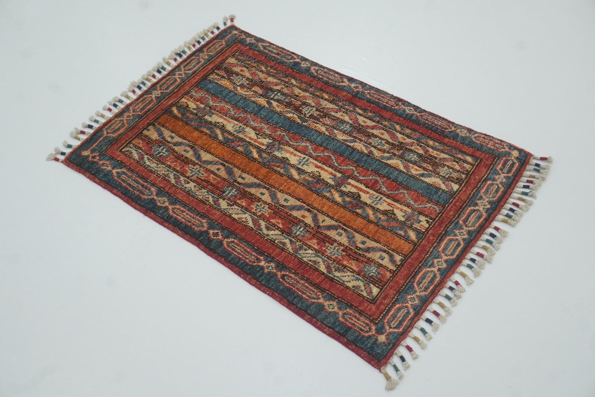 2x3 Red Turkish Hand-Knotted Wool Rug