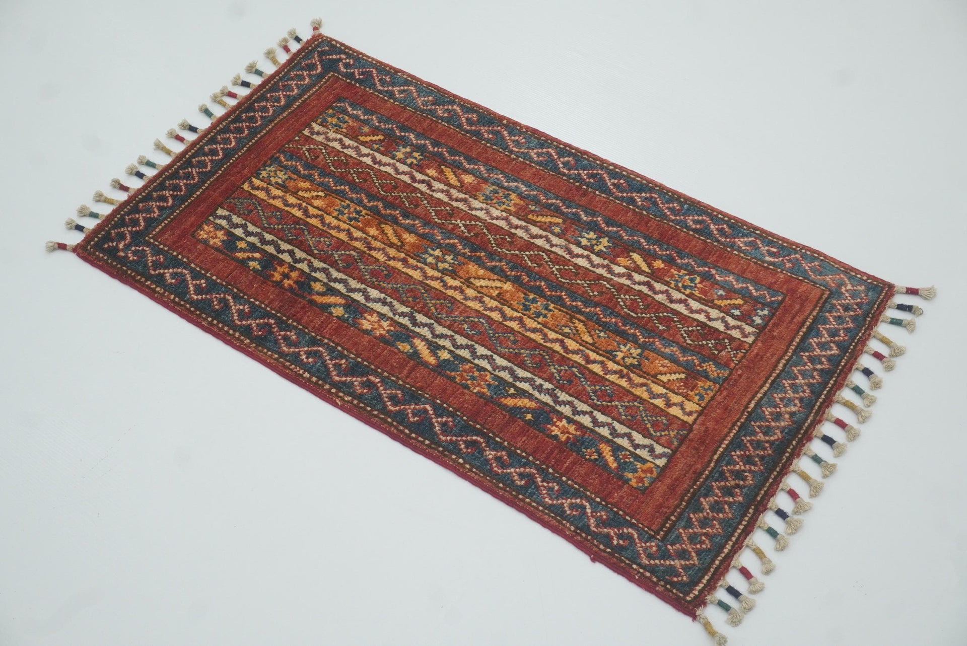 2x3 Red Turkish Hand-Knotted Wool Rug