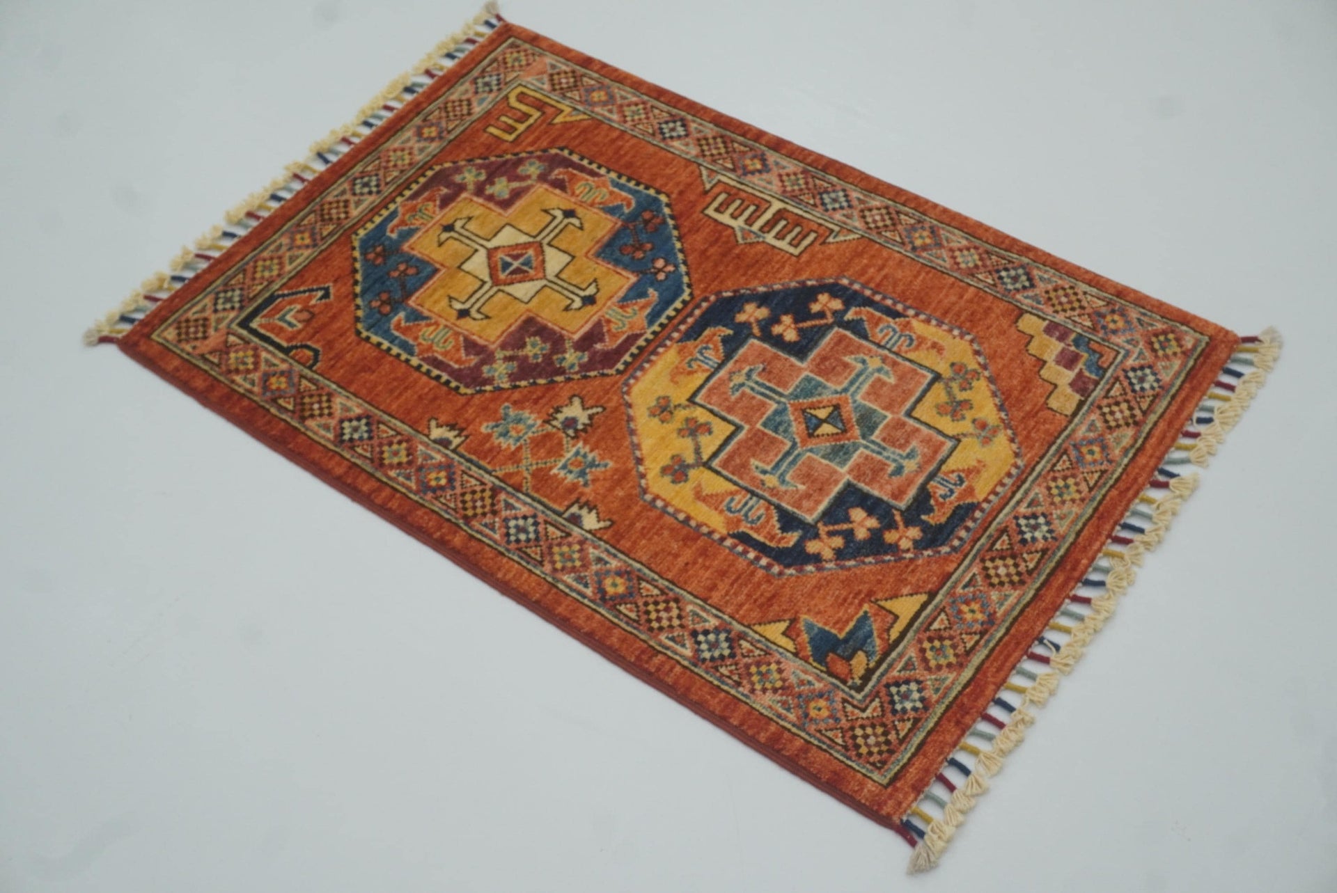 2x3 Red Ersari Afghan Hand knotted wool Rug