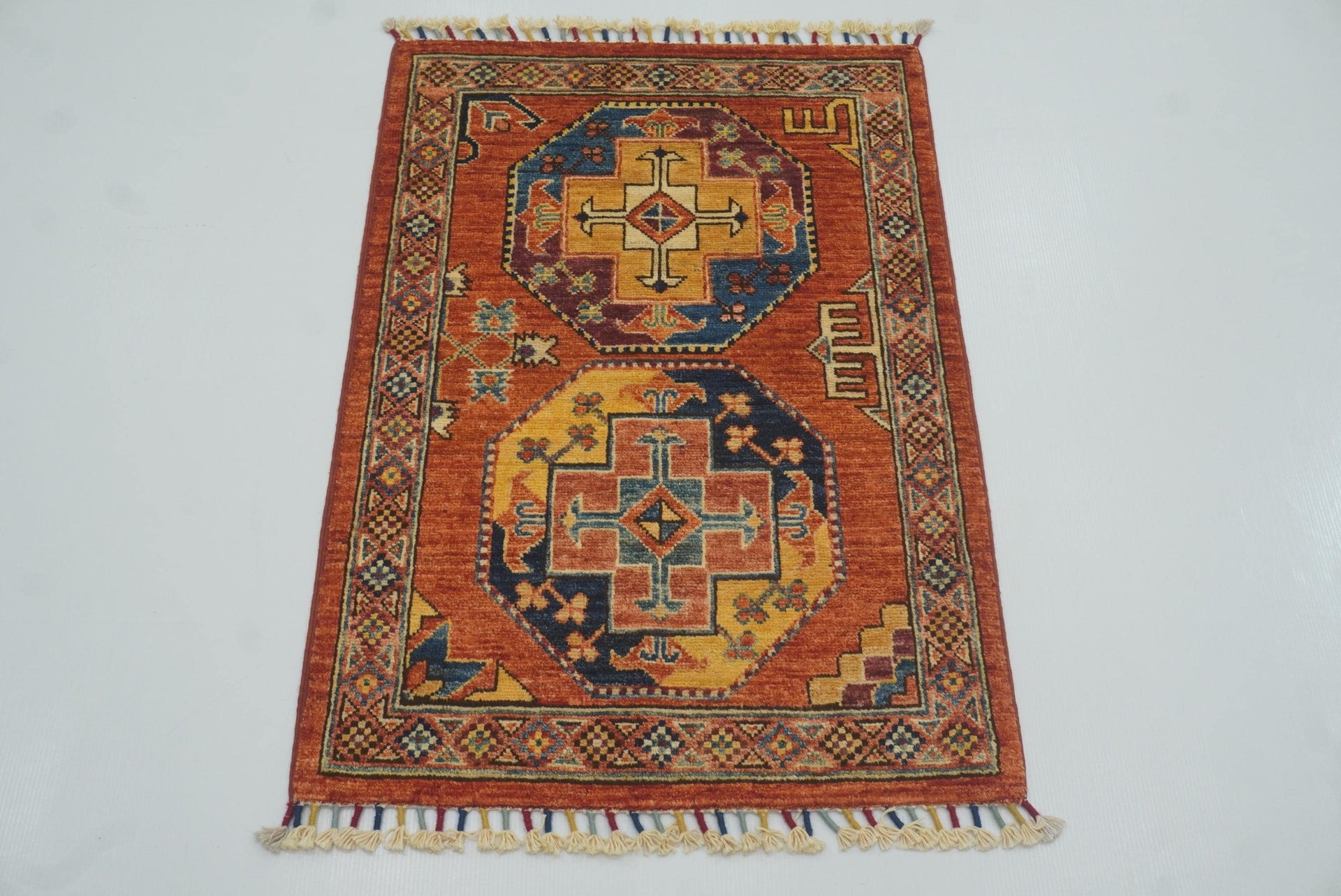 2x3 Red Ersari Afghan Hand knotted wool Rug