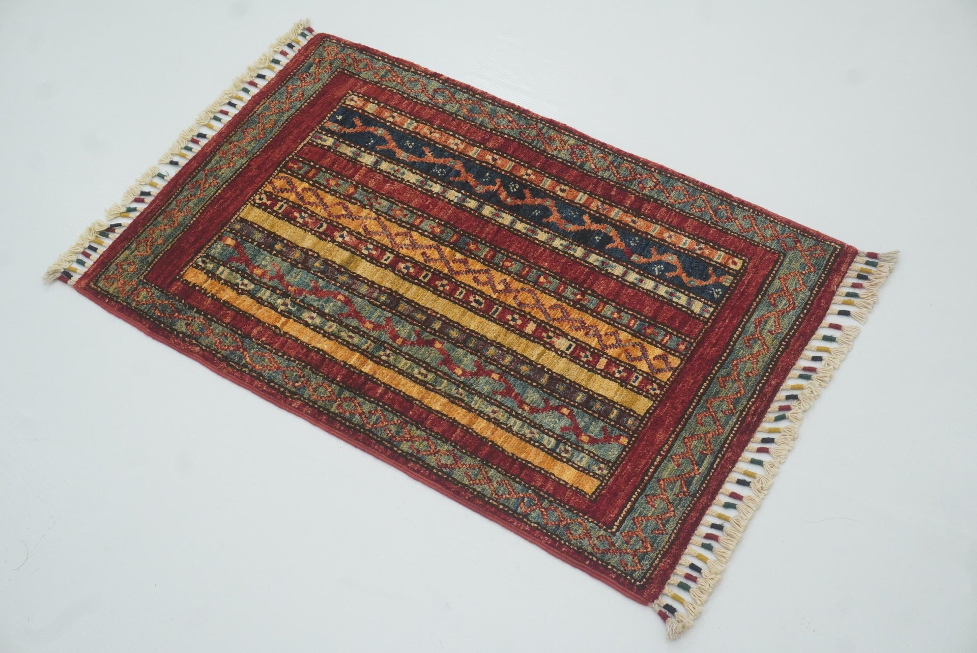 2x3 Red Turkish Hand-Knotted Wool Rug