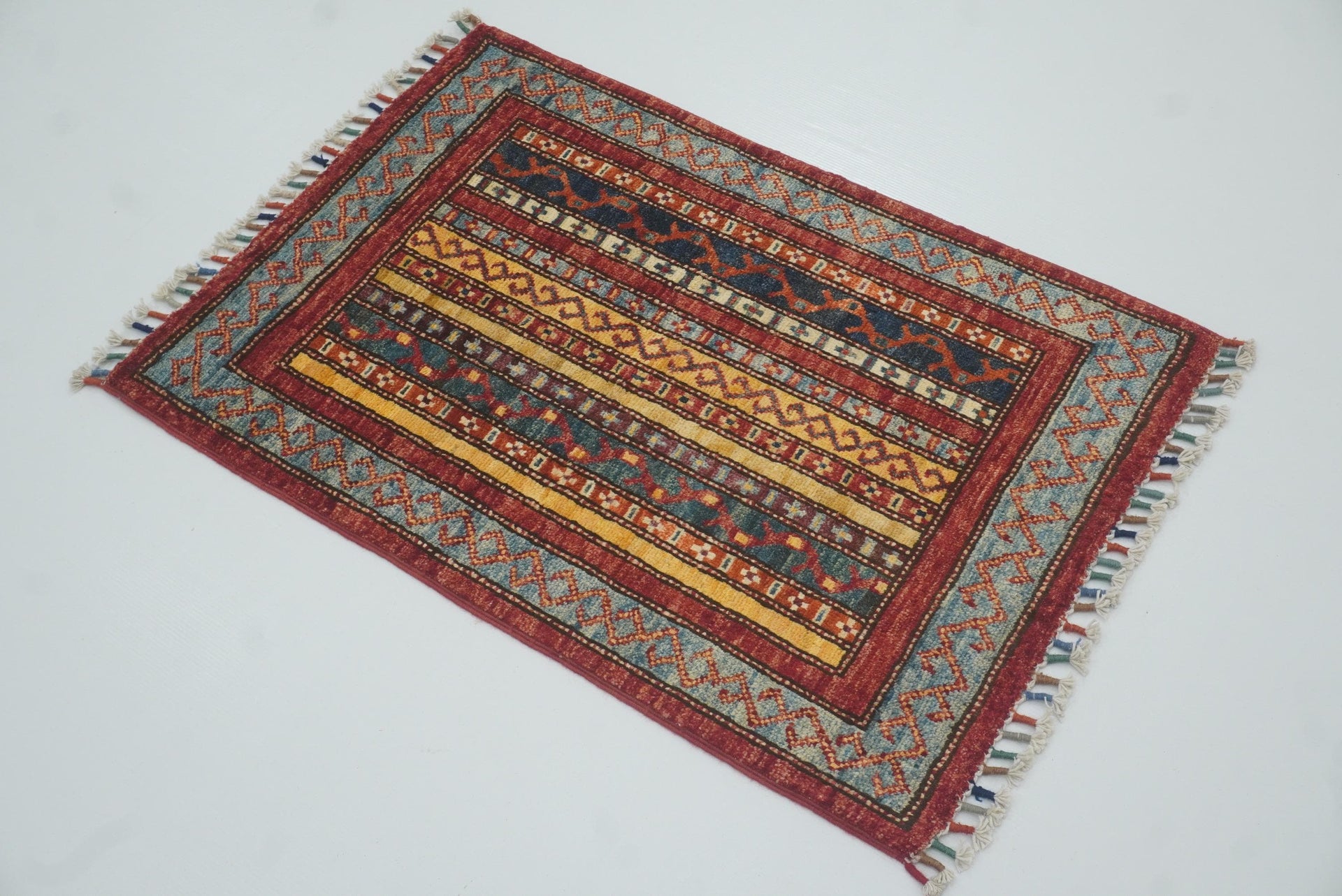 2x3 Red Turkish Hand-Knotted Wool Rug