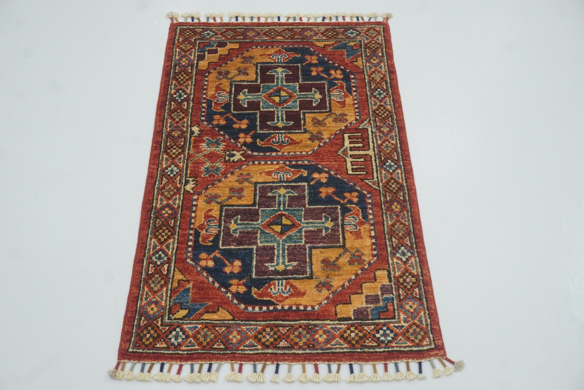 2x3 Red Ersari Afghan Hand knotted wool Rug