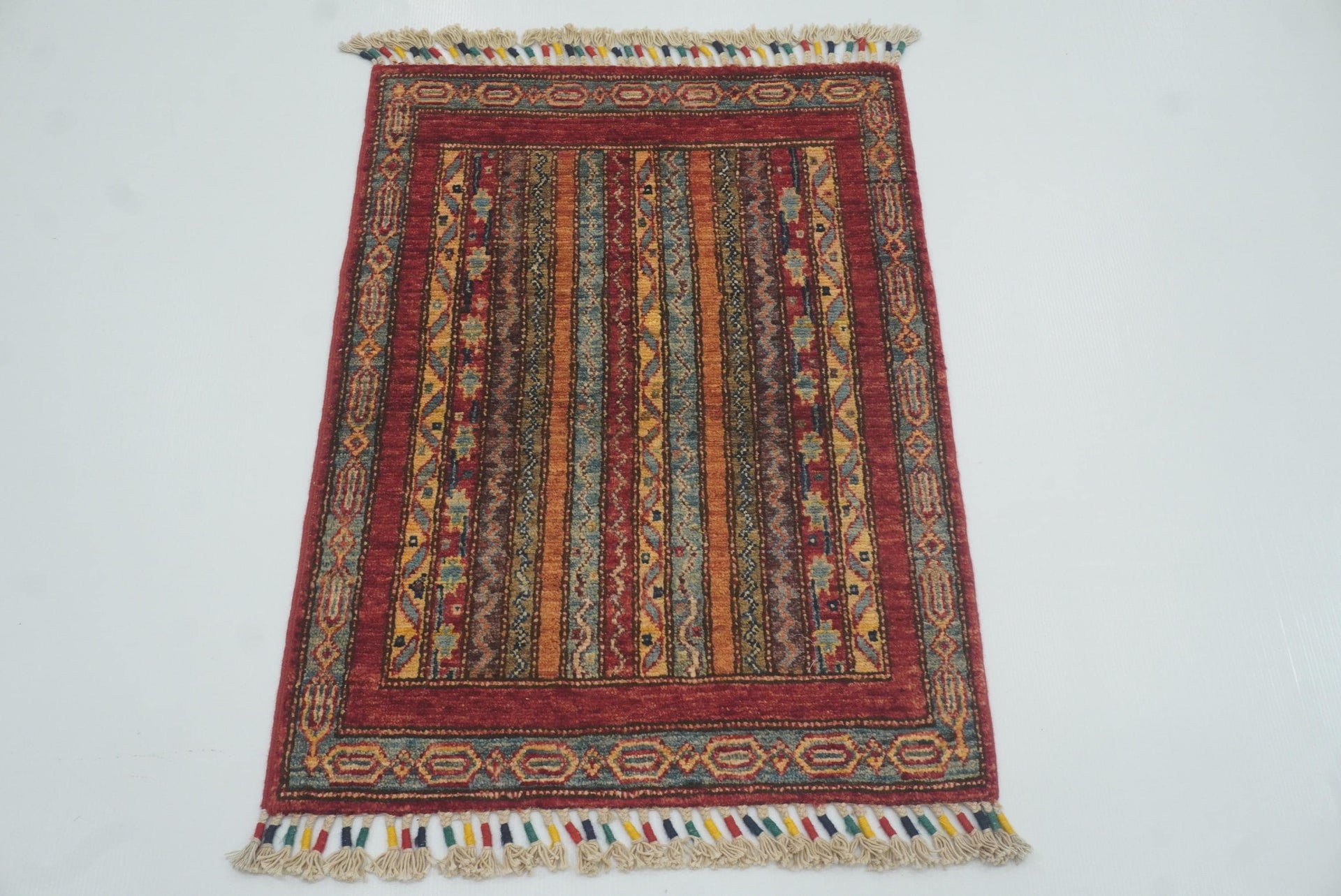 2x3 Red Turkish Hand-Knotted Wool Rug
