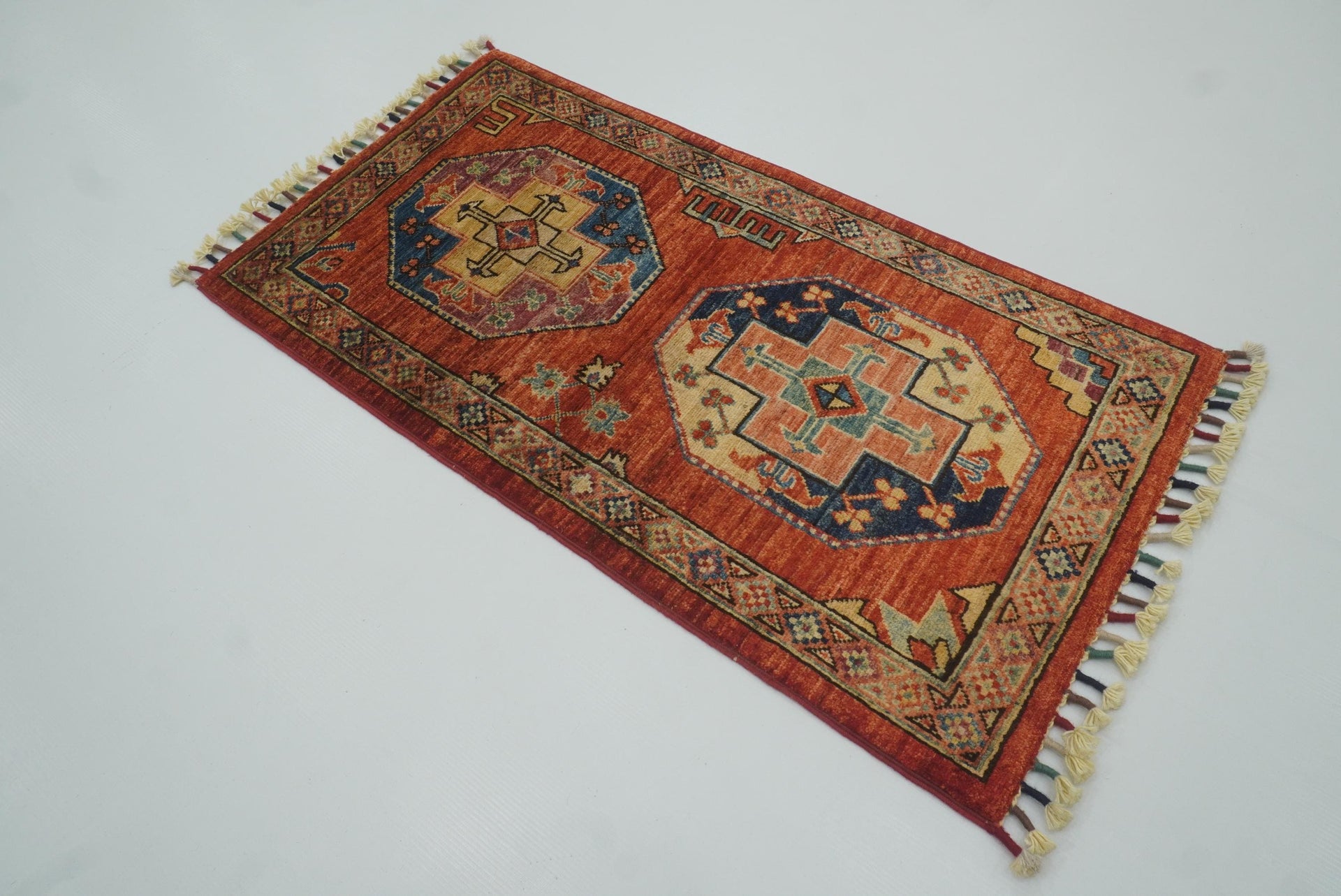 2x3 Red Ersari Afghan Hand knotted wool Rug