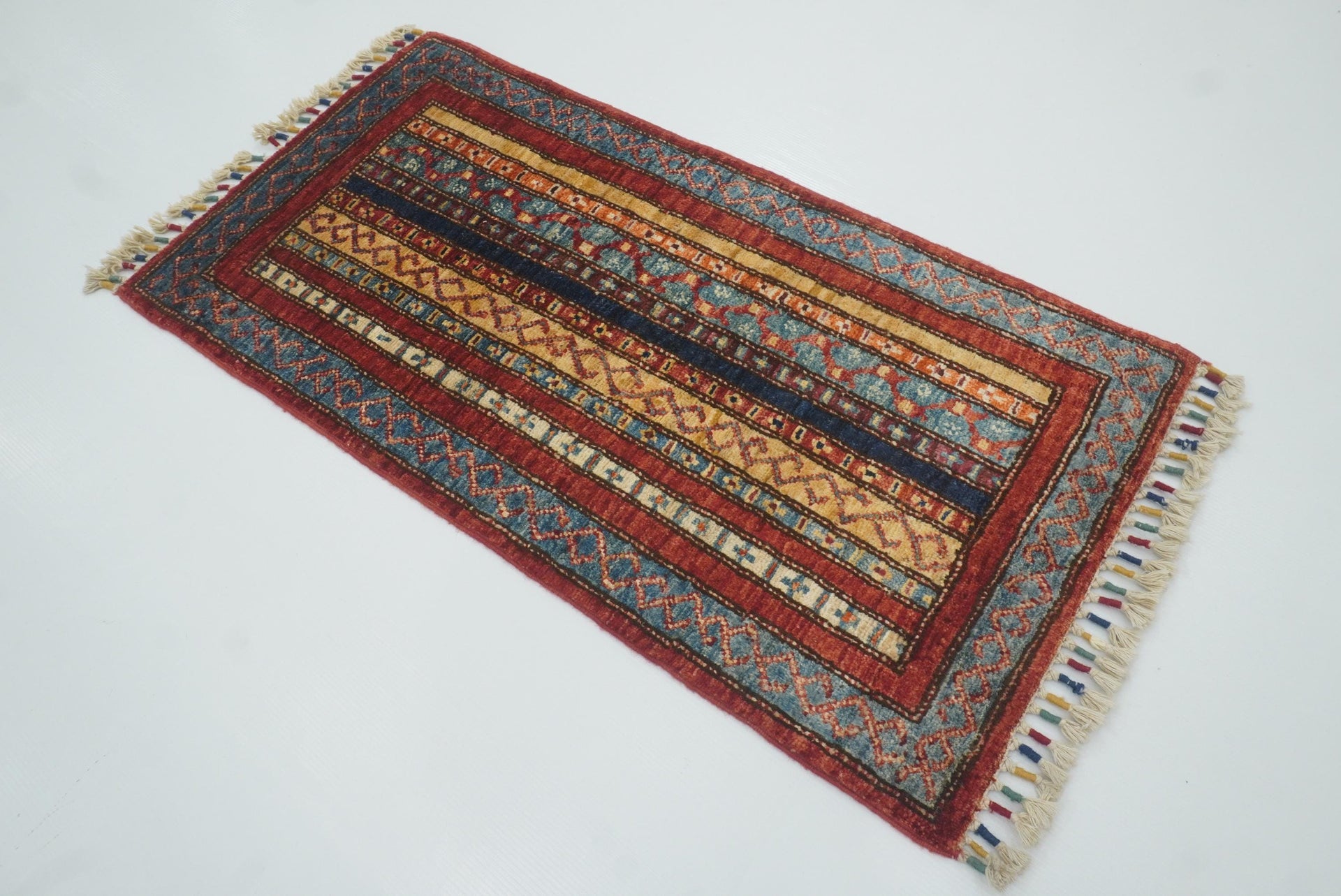 2x3 Red Turkish Hand-Knotted Wool Rug