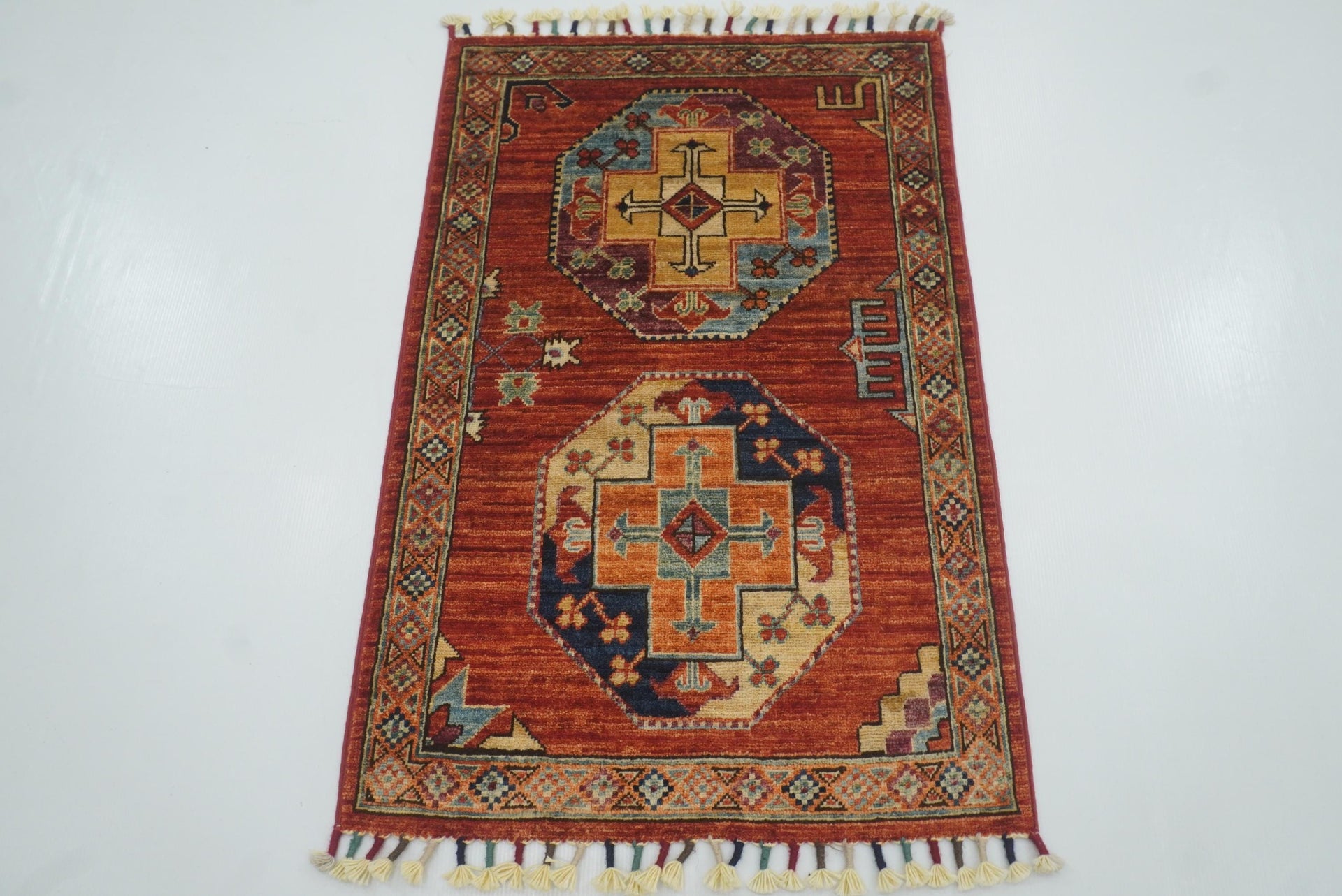 2x3 Red Ersari Afghan Hand knotted Rug