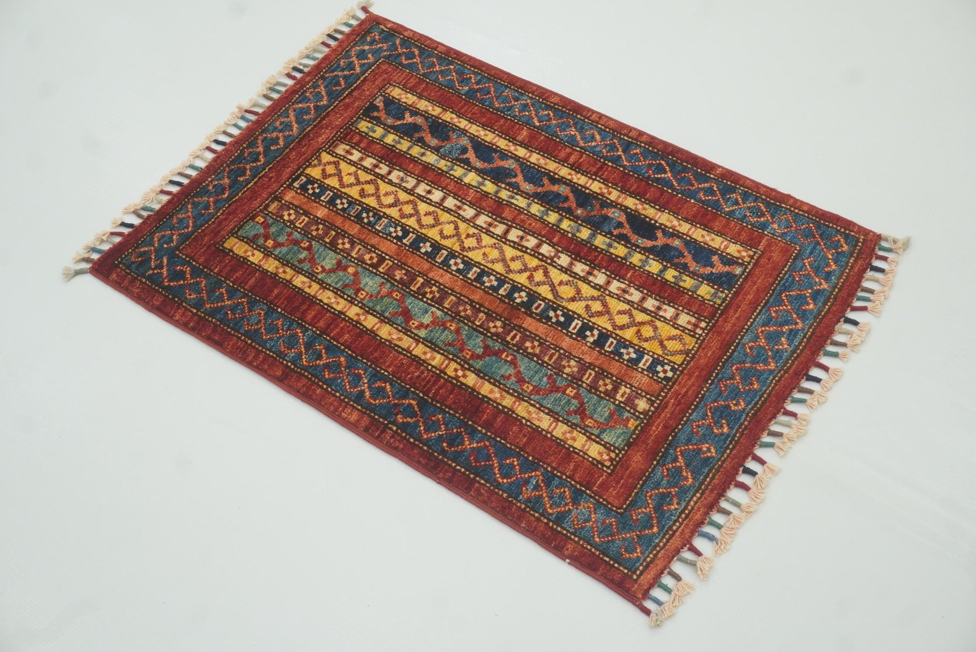 2x3 Red Turkish Hand-Knotted Wool Rug