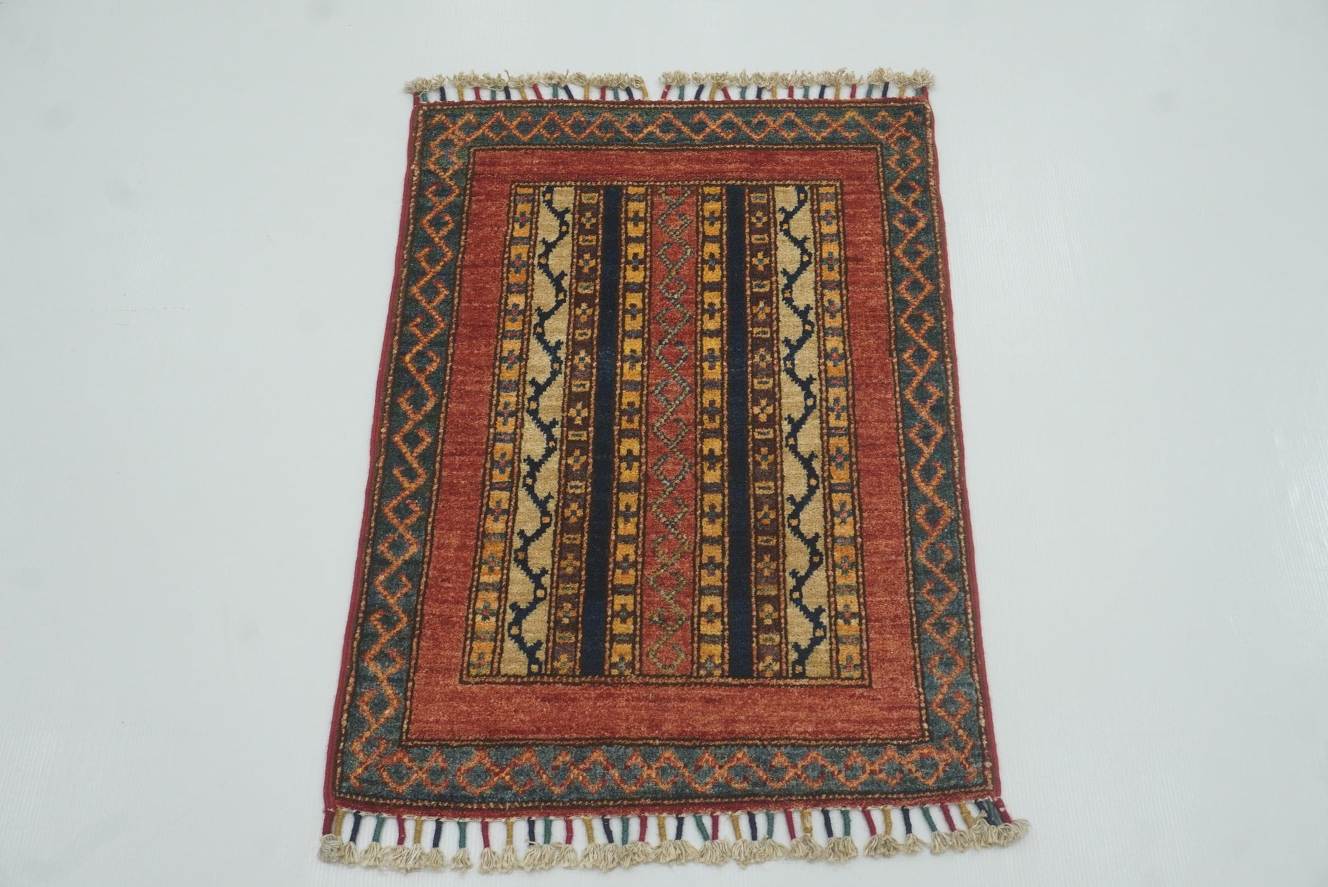 2x3 Red Turkish Hand-Knotted Wool Rug