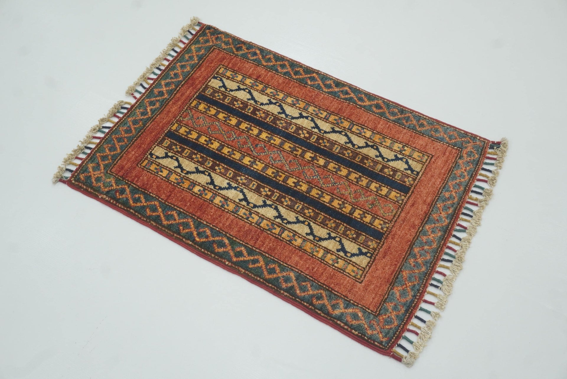 2x3 Red Turkish Hand-Knotted Wool Rug