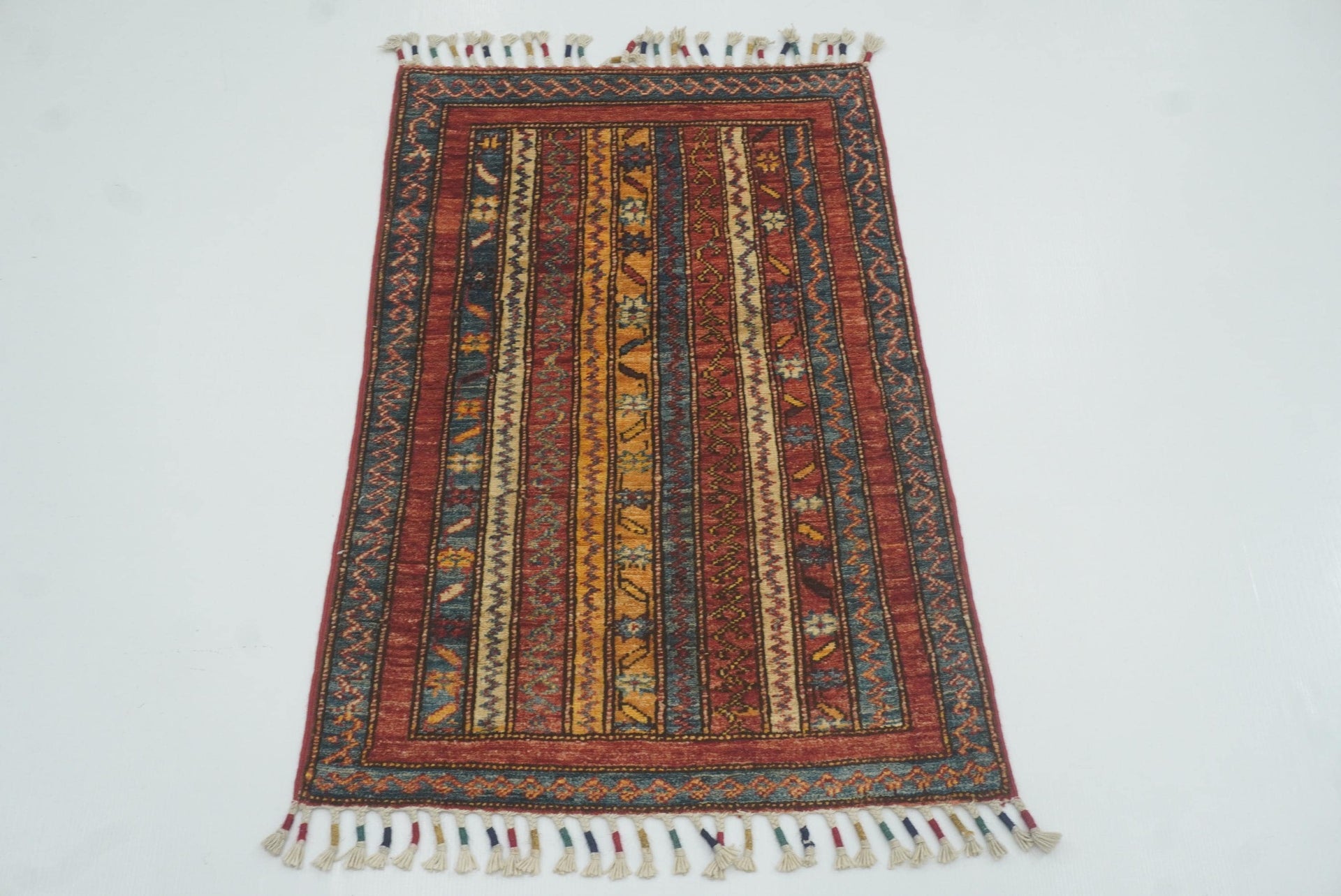 2x3 Red Turkish Hand-Knotted Wool Rug
