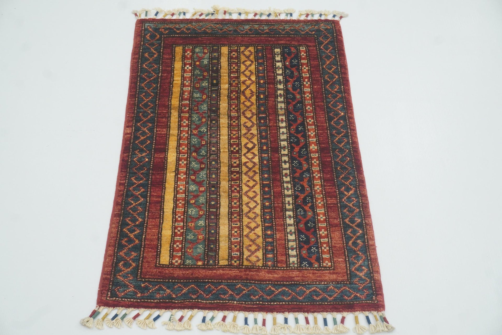 2x3 Red Turkish Hand-Knotted Wool Rug