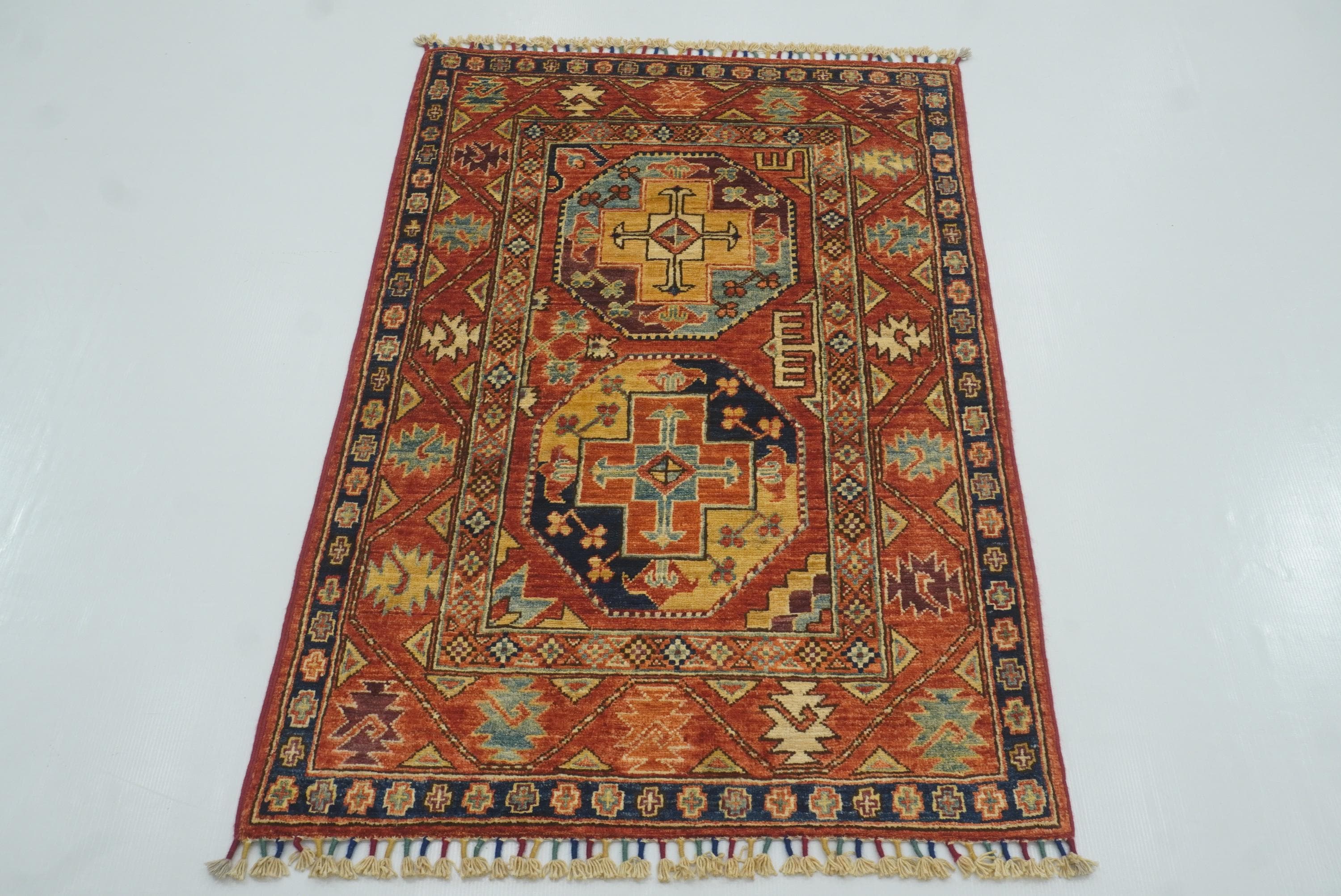 3x4 Red Ersari Hand Knotted Afghan Oriental Rug - Yildiz Rugs