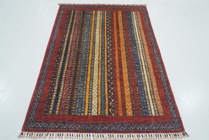 4x6 Red Shawl Hand Knotted Tribal Rug - Yildiz Rugs