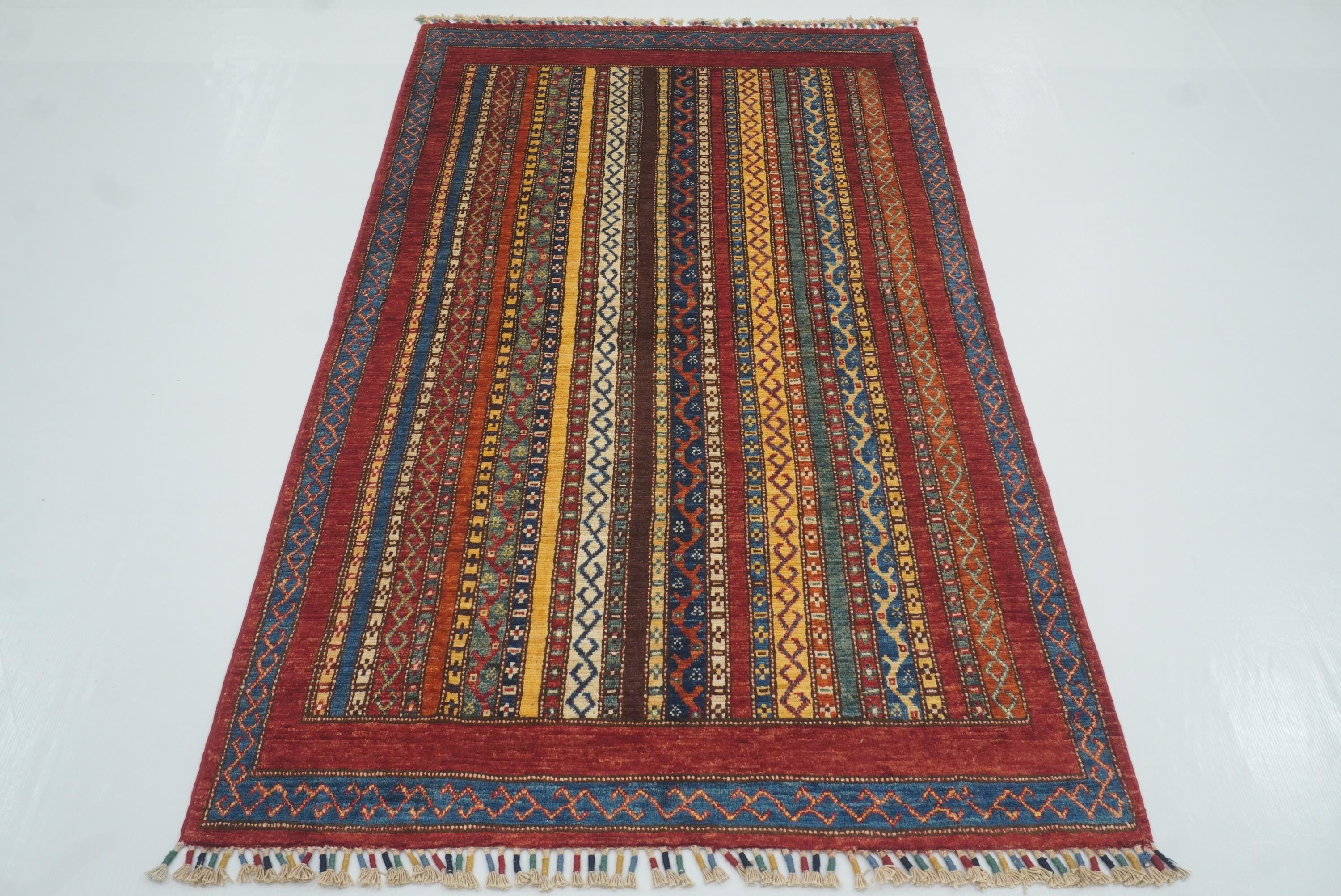 3'5"x5'10" Red Shawl Hand Knotted Tribal Wool Rug - Yildiz Rugs