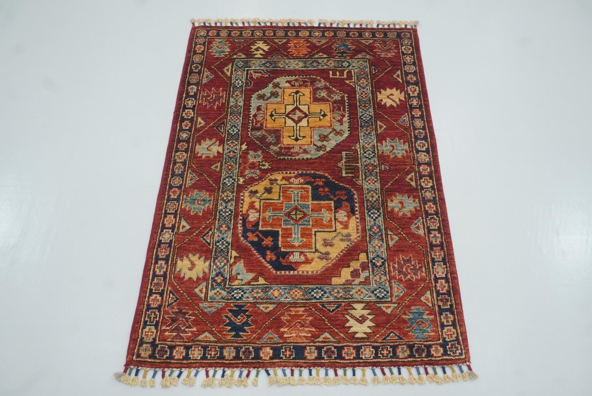 3x4 Red Ersari Hand Knotted Afghan Oriental Rug - Yildiz Rugs