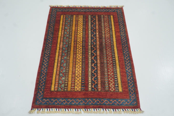 3x4 Red Turkish Style Hand knotted Wool Rug - Yildiz Rugs