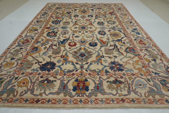 10x14 Ivory Beige Oushak Turkish Hand knotted Wool Oriental Rug - Yildiz Rugs