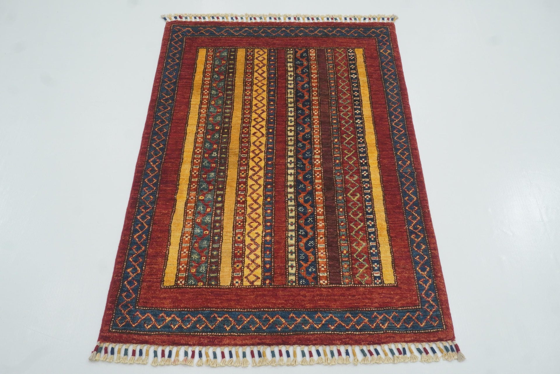3x4 Red Turkish Style Hand knotted Wool Rug - Yildiz Rugs