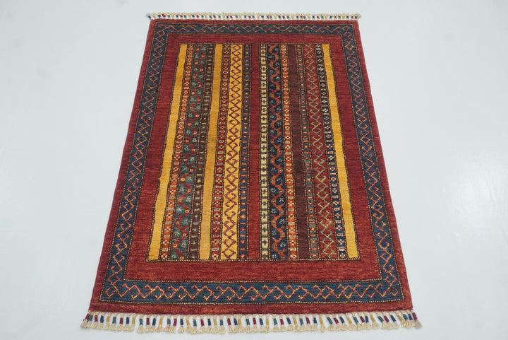 3x4 Red Turkish Style Hand knotted Wool Rug - Yildiz Rugs