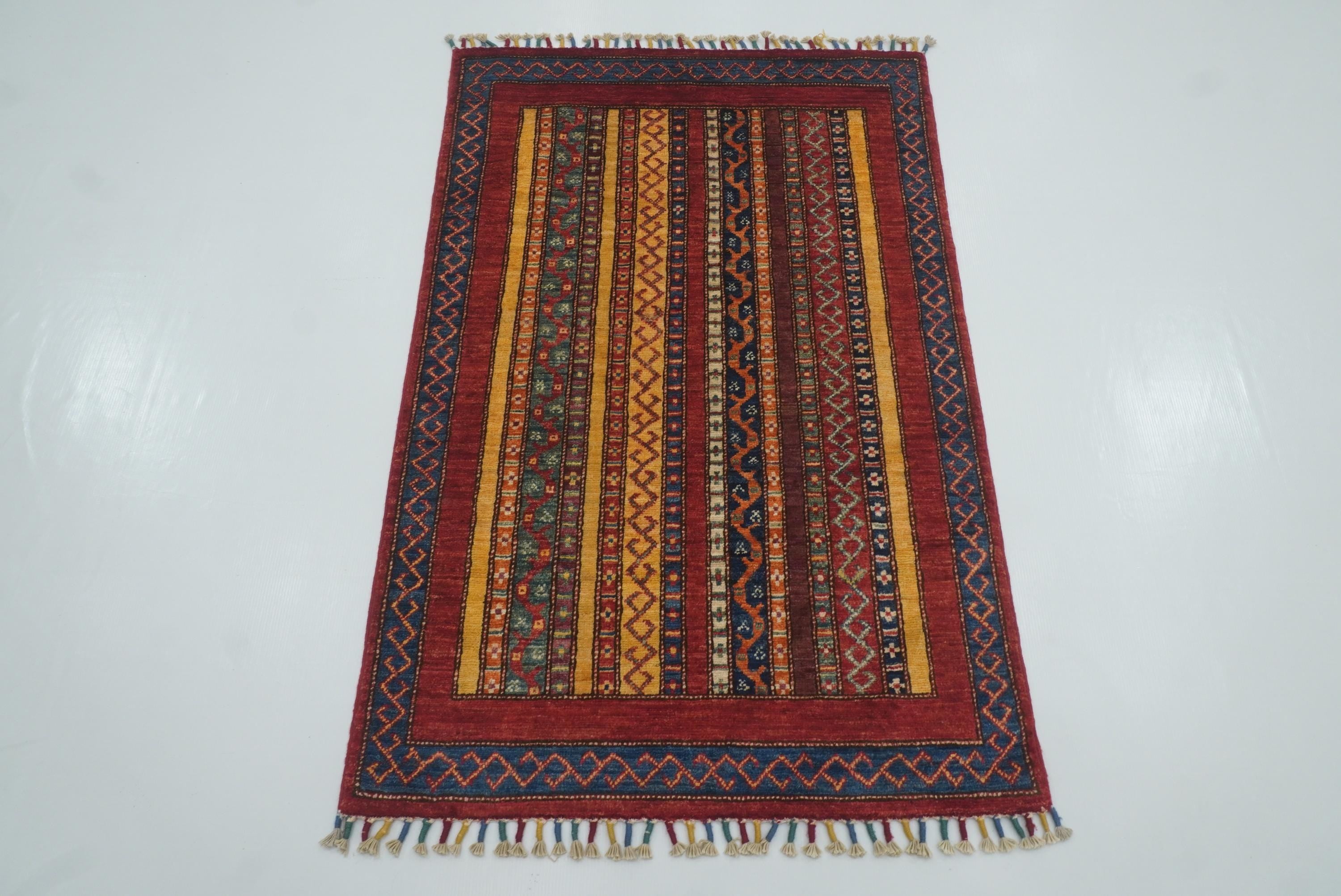 3x4 Red Turkish Style Hand knotted Wool Rug - Yildiz Rugs