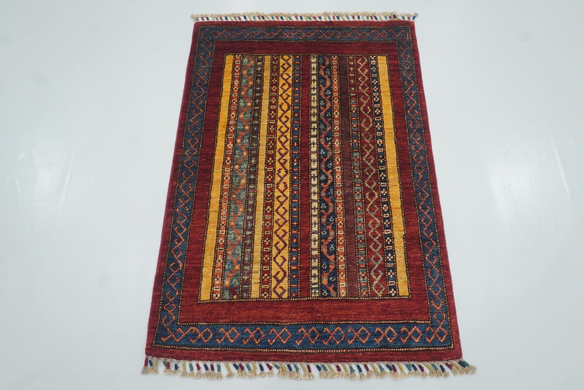 3x4 Red Turkish Style Hand knotted Wool Rug - Yildiz Rugs