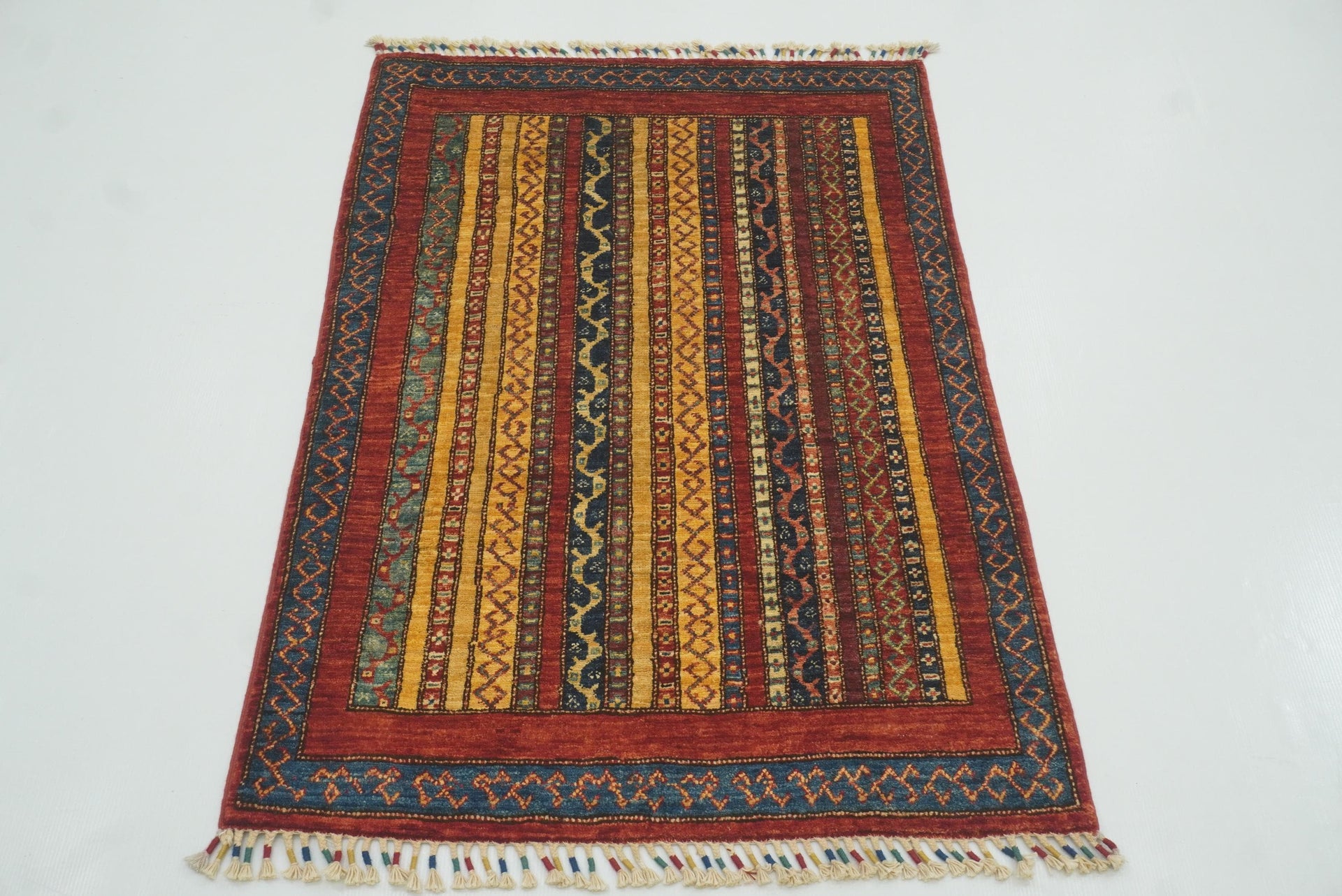 3x4 Red Turkish Style Hand knotted Wool Rug - Yildiz Rugs