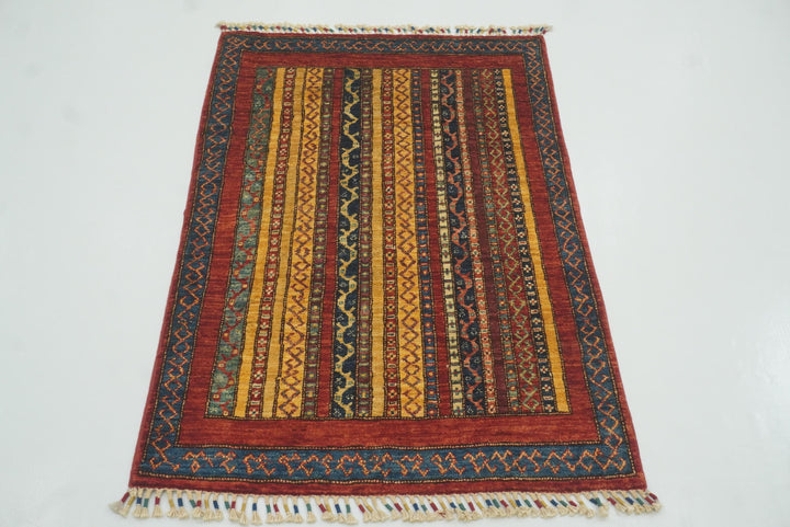 3x4 Red Turkish Style Hand knotted Wool Rug - Yildiz Rugs