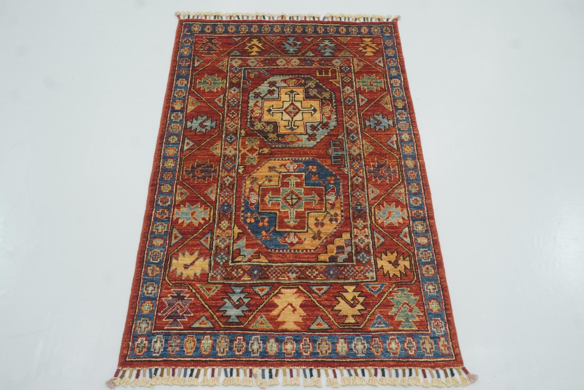 3x4 Red Ersari Hand Knotted Afghan Oriental Rug - Yildiz Rugs