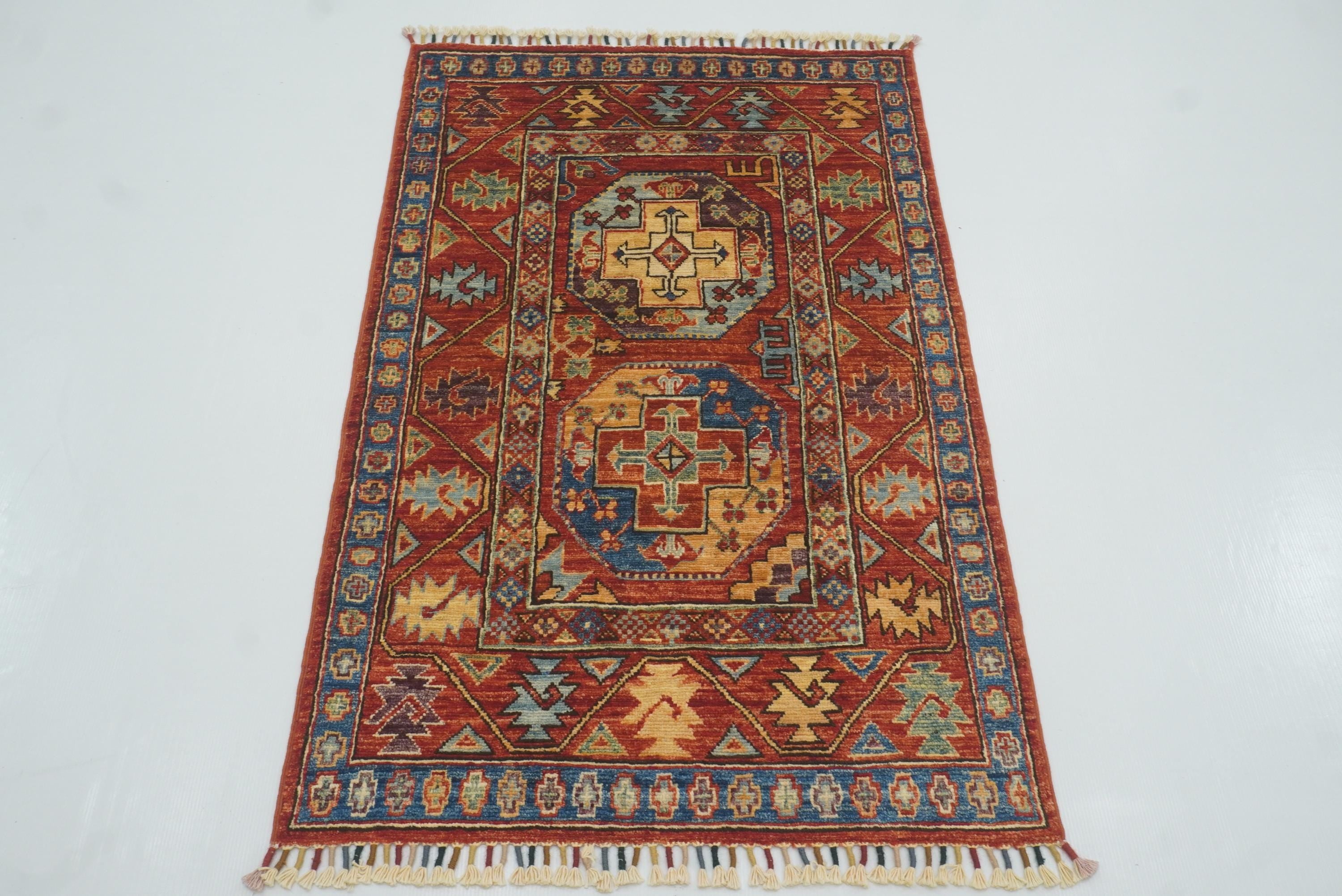 3x4 Red Ersari Hand Knotted Afghan Oriental Rug - Yildiz Rugs