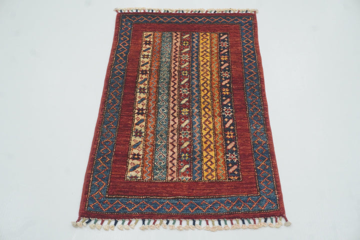 2x3 Red Turkish Hand-Knotted Wool Rug - Yildiz Rugs