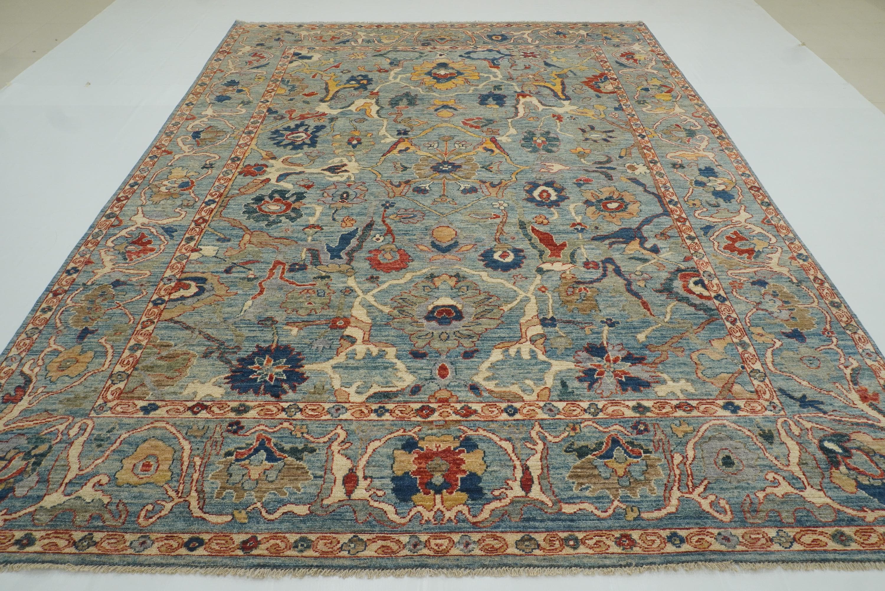 9x12 Oushak A Blue Hand knotted Wool Rug - Yildiz Rugs