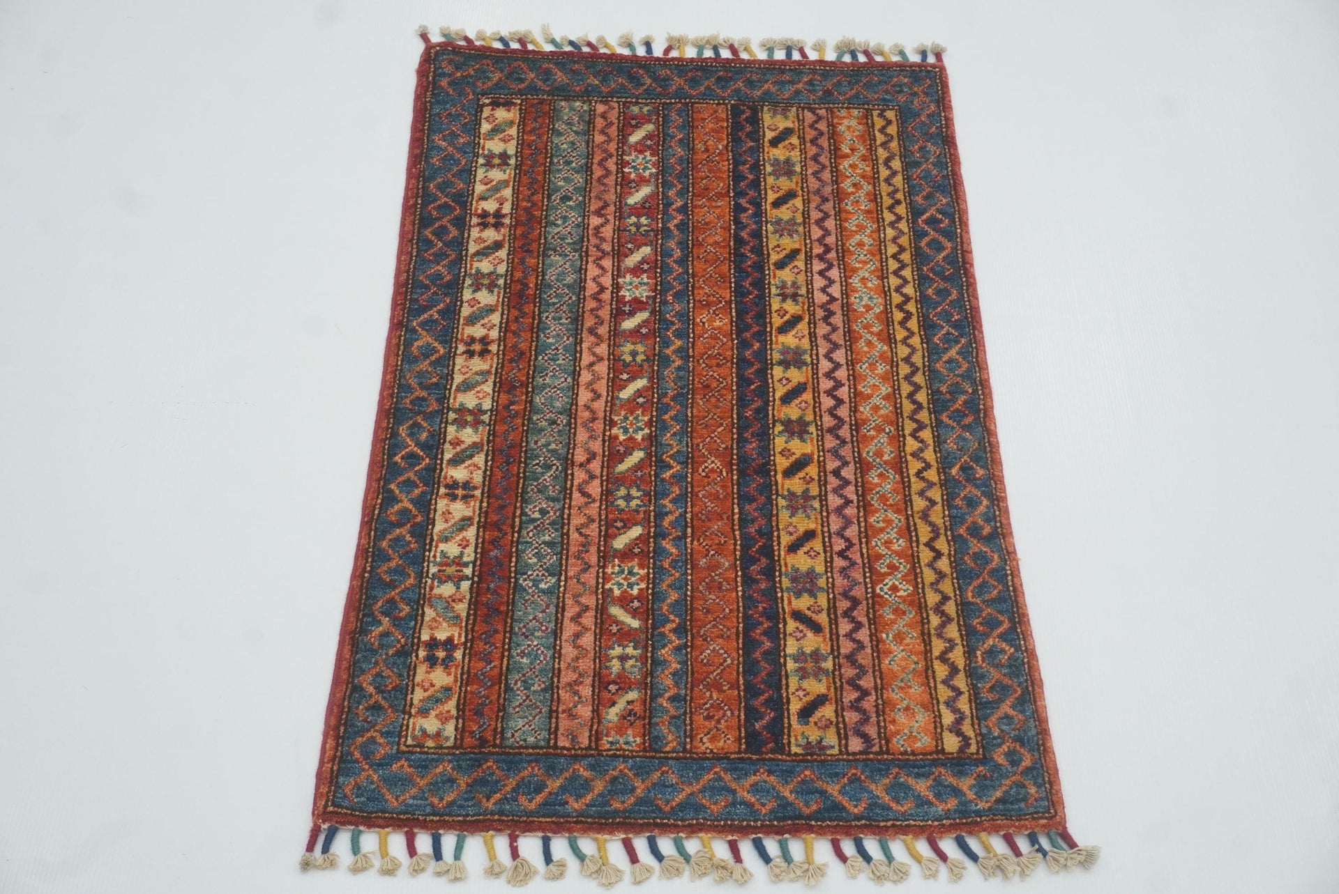 2x3 Red Turkish Hand-Knotted Wool Rug