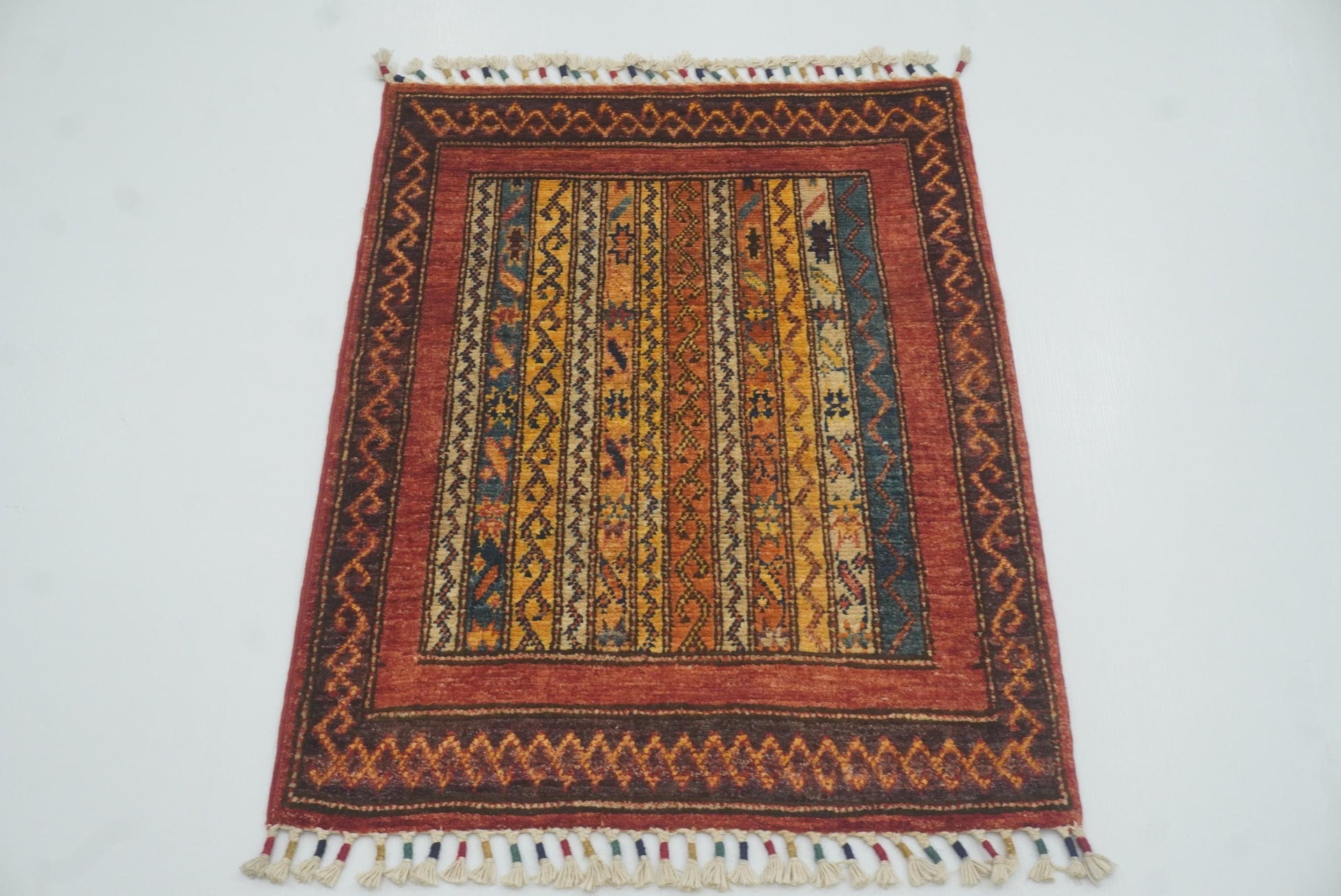 2x3 Red Turkish Hand-Knotted Wool Rug