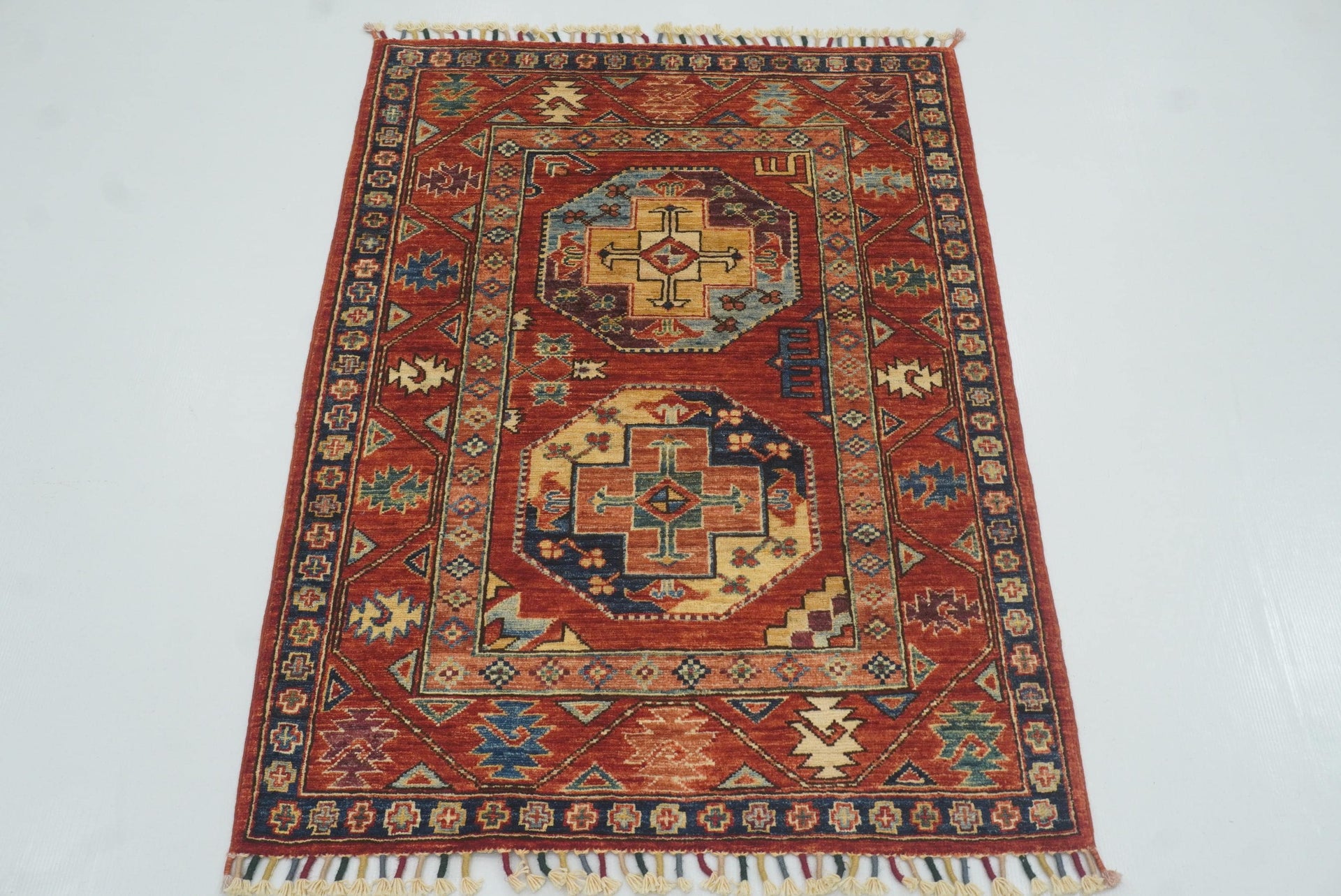 3x4 Red Ersari Hand Knotted Afghan Oriental Rug