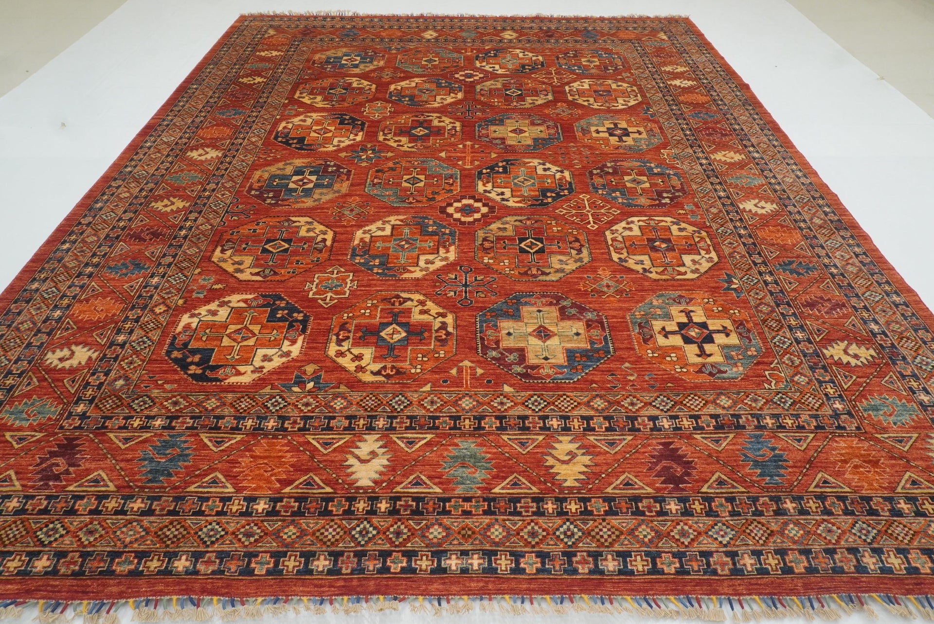 10x12 Red Ersari Hand-Knotted Afghan Tribal Rug