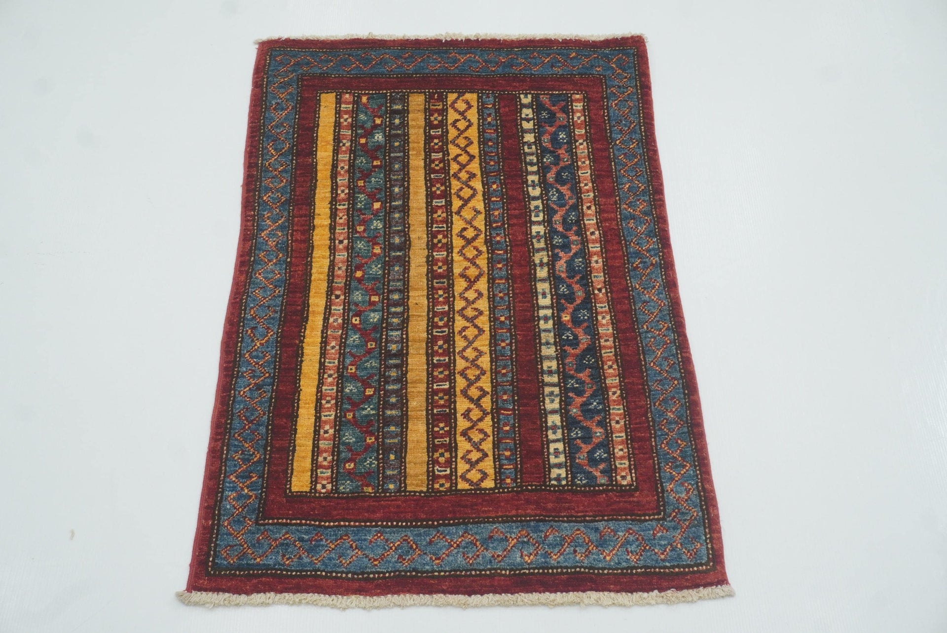 2x3 Red Turkish Hand-Knotted Wool Rug