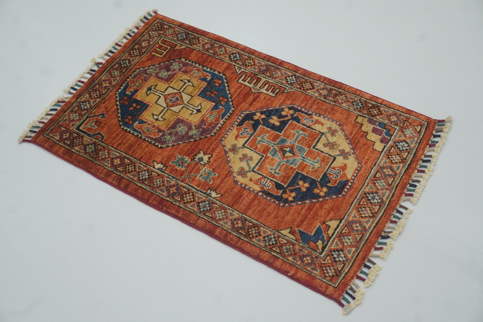 2x3 Red Ersari Afghan Hand knotted wool Rug