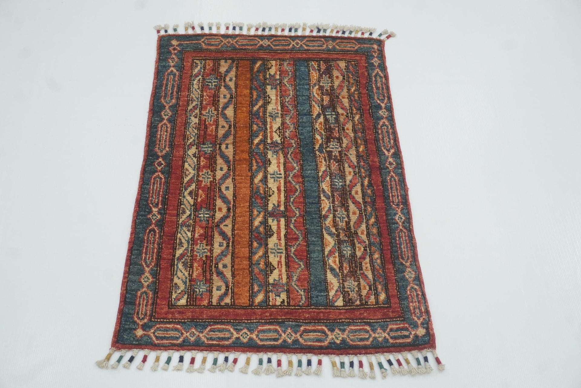 2x3 Red Turkish Hand-Knotted Wool Rug